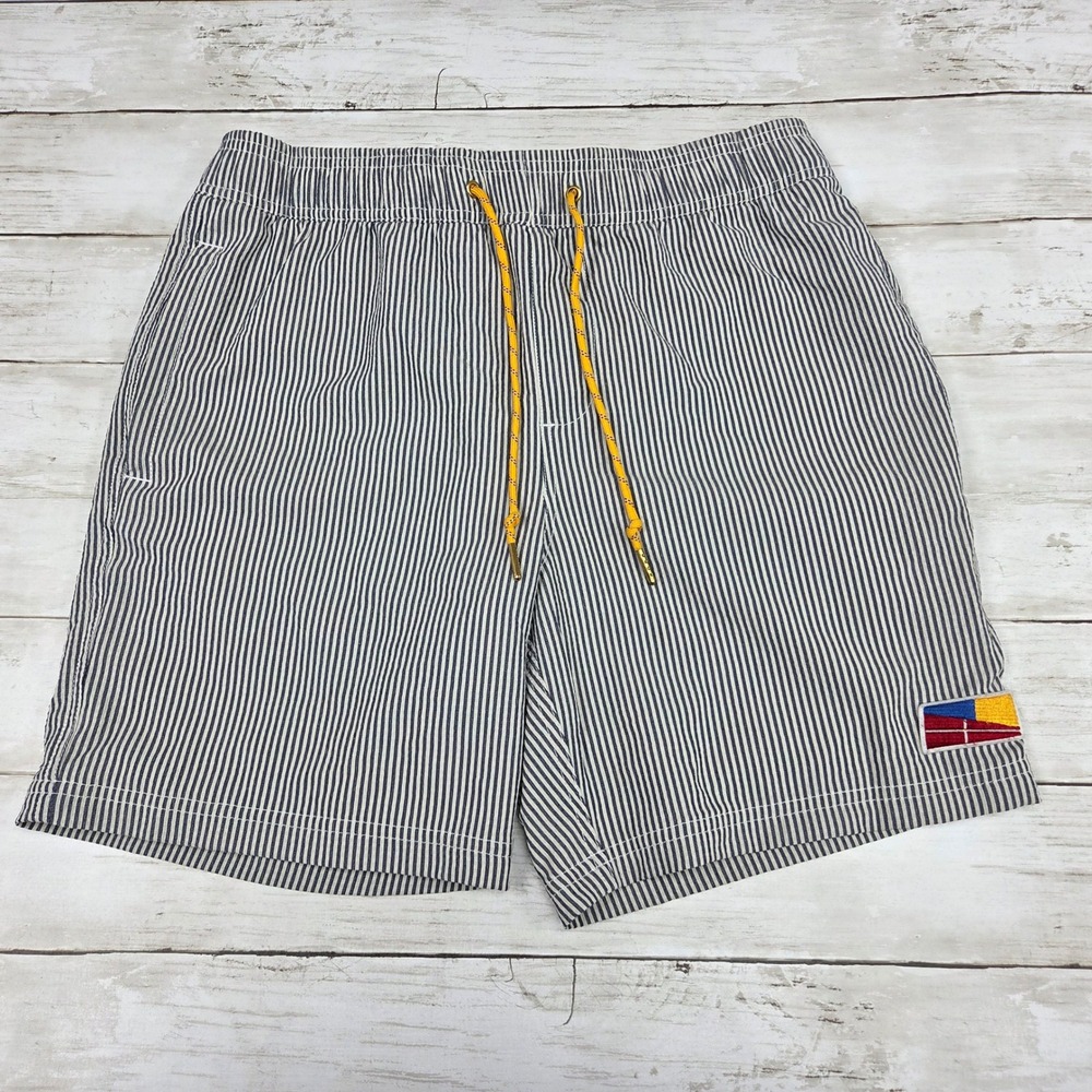 Five Four‎ Swim Trunks Mens 31 Blue White Striped Modern Mesh Lined Drawstring